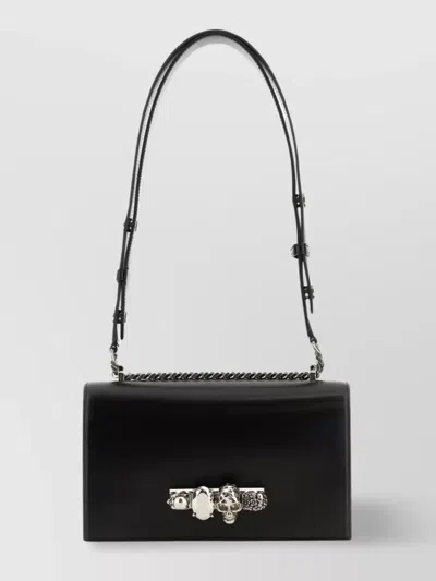 Alexander Mcqueen Mini Jewelled Denim Satchel Bag In Blu