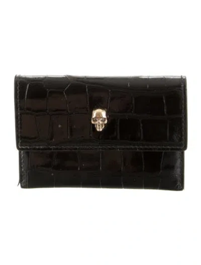 Pre-owned Alexander Mcqueen Skull Leather Wallet In Black