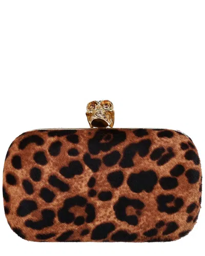 Alexander Mcqueen Skull Leopard Print Box Clutch Bag (authentic Pre-loved) In Animal Print