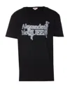 Alexander Mcqueen Skull Lettering Logo Printed Cotton T-shirt In Black