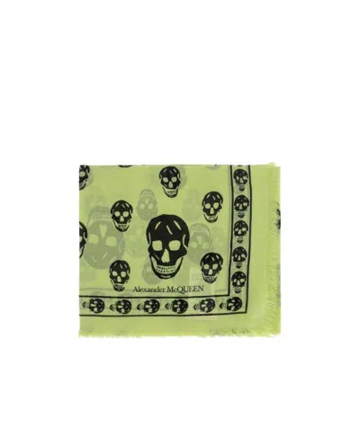 Alexander Mcqueen Classic Skull Printed Scarf In Yellow