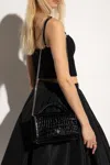 Alexander Mcqueen Medium Skull Croc Embossed Leather Top Handle Bag In Black