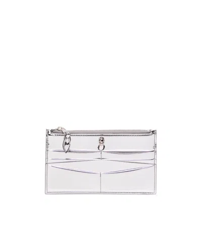 Alexander Mcqueen Skull Metallic Card-holder In White