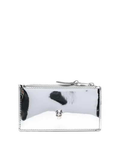 Alexander Mcqueen Small Skull Card Holder In Silver