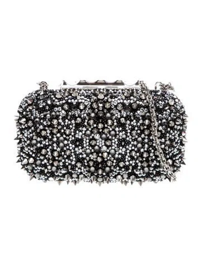 Pre-owned Alexander Mcqueen Skull Minaudière In Silver