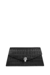 Alexander Mcqueen Mcqueen Mini Bag In Croc-effect Calfskin Leather With Skull In Black