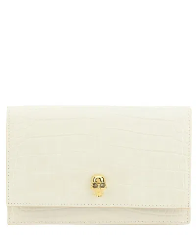 Alexander Mcqueen Skull Mini Crossbody Bag In White