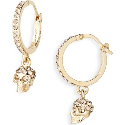 Alexander Mcqueen Skull Mini Hoop Earrings In Sand