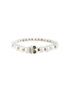 Alexander Mcqueen Skull Beaded Embellished Bracelet In Silver