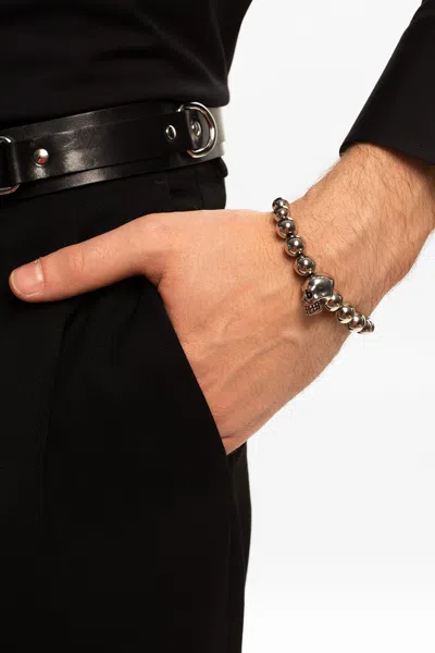 Alexander Mcqueen Skull Motif Bracelet In Black