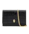 Alexander Mcqueen Womens Black Gold Skull Small Leather Cross-body Bag In Black