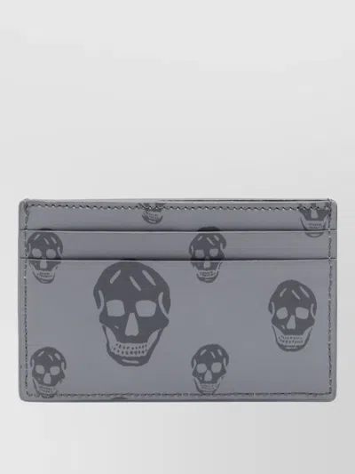 Alexander Mcqueen Skull Motif Leather Card Holder Wallet In Black