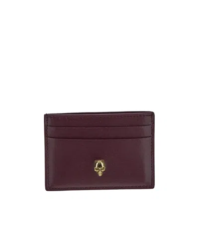 Alexander Mcqueen Skull-motif Leather Cardholder In Red