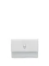Alexander Mcqueen Grey Leather Wallet With Skull Embellishment In Grey