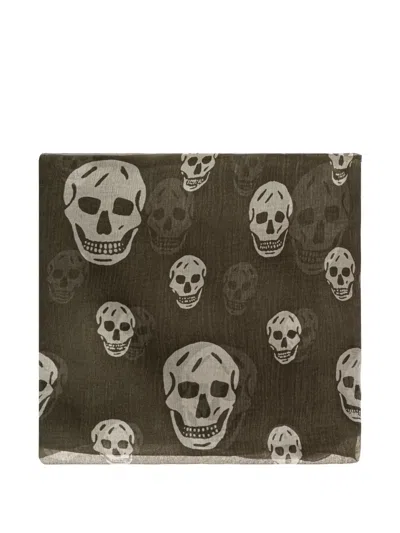 Alexander Mcqueen Skull Motif Scarf In Red