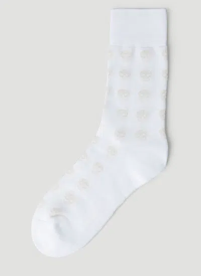 Alexander Mcqueen Skull Motif Socks In White