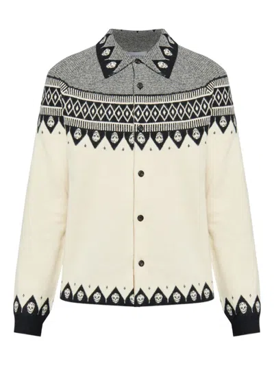 ALEXANDER MCQUEEN SKULL-MOTIF WOOL CARDIGAN