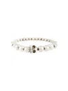 Alexander Mcqueen Skull Beaded Embellished Bracelet In Silver