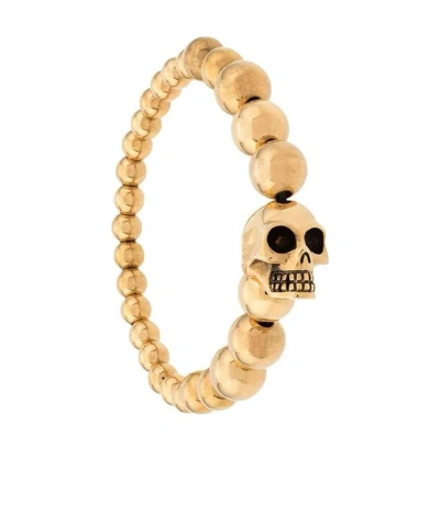 Alexander Mcqueen Skull Multibeaded Bracelet In Yellow