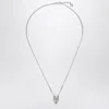 Alexander Mcqueen Silver Colored Chain Necklace With Skull In Polished Brass Man