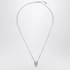Alexander Mcqueen Silver Colored Chain Necklace With Skull In Polished Brass Man