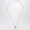 Alexander Mcqueen Silver Colored Chain Necklace With Skull In Polished Brass Man