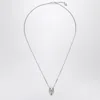 Alexander Mcqueen Silver Colored Chain Necklace With Skull In Polished Brass Man