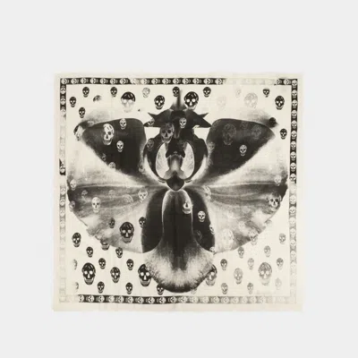 Alexander Mcqueen Skull Orchid Scarf In Beige