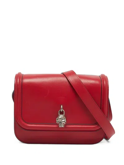 Pre-owned Alexander Mcqueen Skull Padlock Shoulder Bag In Red