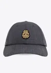 Alexander Mcqueen Skull-patch Check-pattern Baseball Cap In Gray
