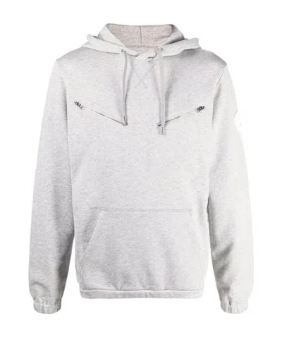 Alexander Mcqueen Skull-patch Zip-detail Hoodie In Gray