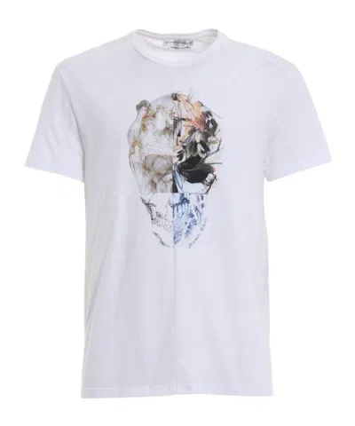 Alexander Mcqueen Skull Patchwork Print T-shirt In White