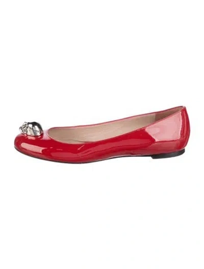 Pre-owned Alexander Mcqueen Skull Patent Leather Ballet Flats In Red