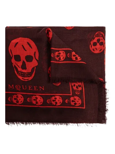 Alexander Mcqueen Skull-pattern Fringed Scarf In Multi