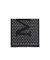 Alexander Mcqueen Multi-logo Wool Scarf With Fringed Edges In Black