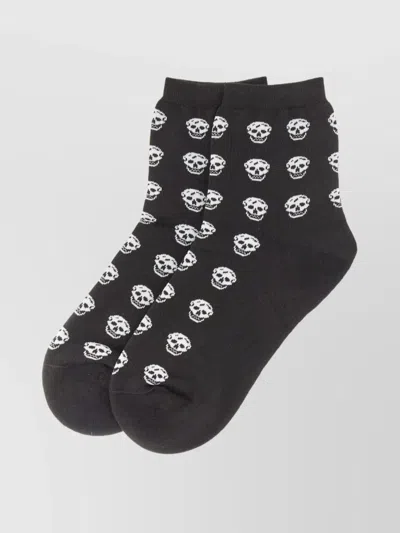 Alexander Mcqueen Women Short Skull Sock In Black