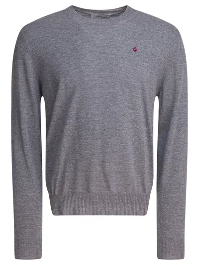 Alexander Mcqueen Skull Pattern Sweater Knitwear Grey In Gray