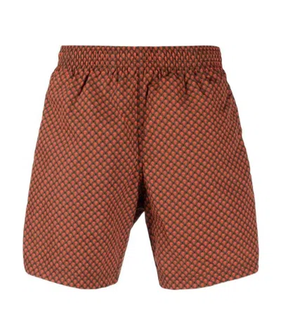Alexander Mcqueen Skull Pattern Swim Shorts In Brown