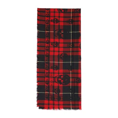 ALEXANDER MCQUEEN ALEXANDER MCQUEEN SKULL PATTERN WOOL SCARF WITH FINISH AND GENEROUS DIMENSIONS