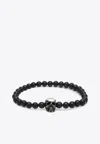 Alexander Mcqueen Alexander Mc Queen Skull Bracelet With Black Pearls In Black