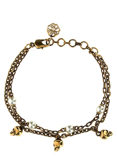 Alexander Mcqueen 'skull Pearl' Bracelet In Gold