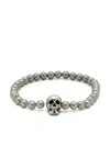 Alexander Mcqueen Skull Multi-bead Brass Bracelet In Silver