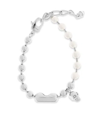 Alexander Mcqueen Skull Pearl Bracelet In White