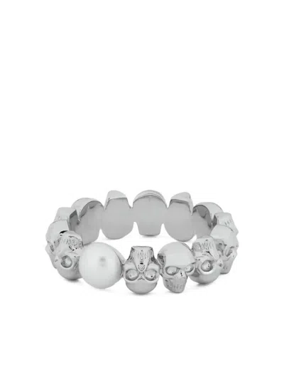 ALEXANDER MCQUEEN SKULL-PEARL RING