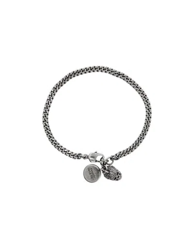 Alexander Mcqueen Skull Pendant Bracelet In Gray