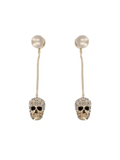 Alexander Mcqueen Skull Pendant Earrings In Neutral
