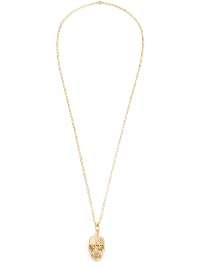 Alexander Mcqueen Skull Pendant Necklace In Gold