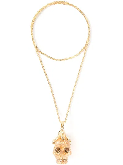 Alexander Mcqueen Skull Pendant Necklace In Gold