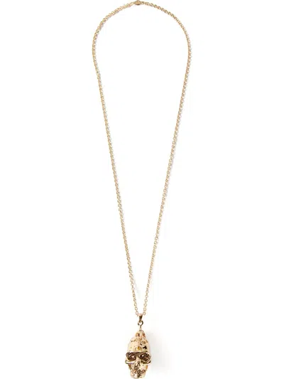 Alexander Mcqueen Skull Pendant Necklace In Gold