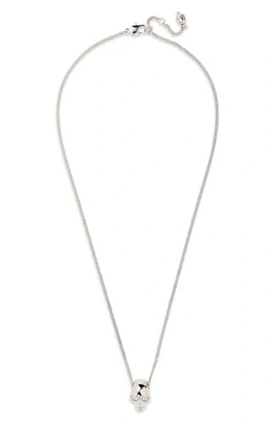 Alexander Mcqueen Skull Pendant Necklace In Palladium